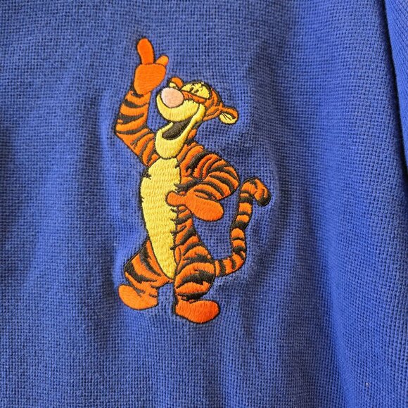 Vintage Disney Store Thermal Blue Tigger Embroidered Henley Shirt Mens L Short S - Picture 3 of 9
